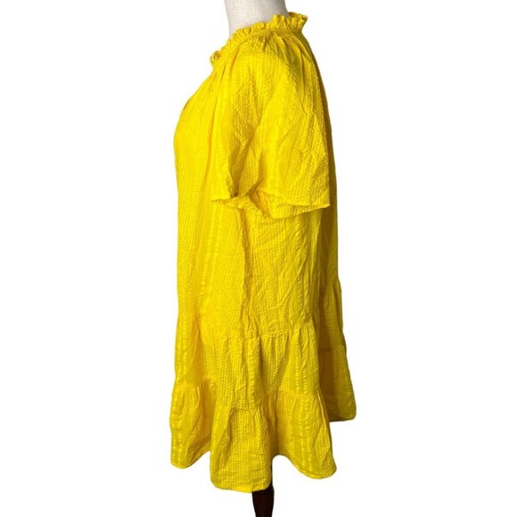 J.Crew $118 Ruffle-Trim Tiered Dress Cotton Dobby Yellow Size S BR466 - Picture 2 of 7